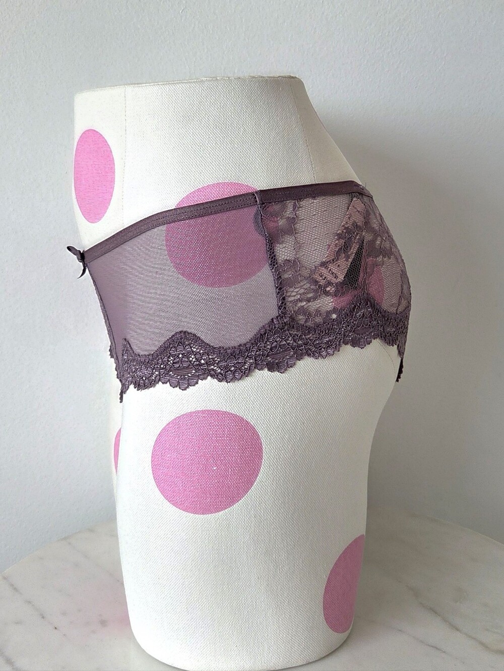 Victoria's Secret VTG Cheeky Panty NWT Sheer Mesh Lace Crisscross Purple - Picture 3 of 13